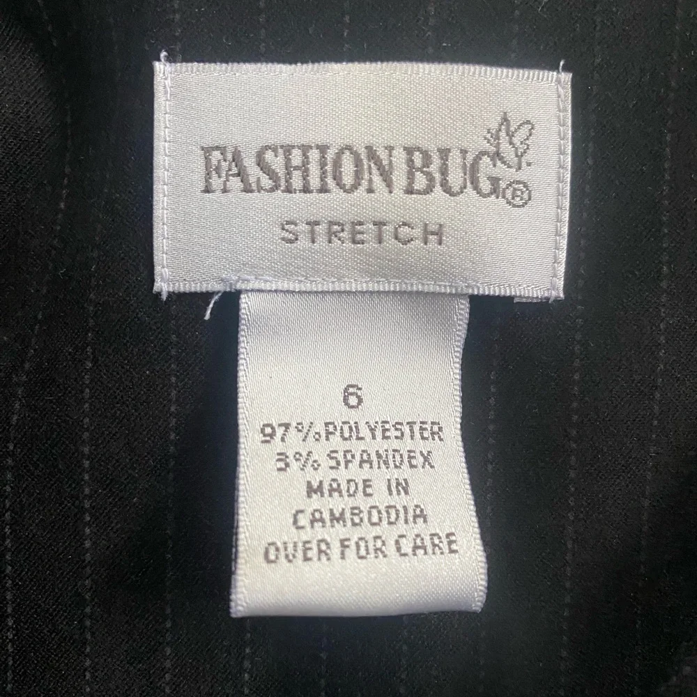 Vtg Y2K Fashion Bug Black White Pinstriped Fitted Long Suit Blazer Soft Jacket S